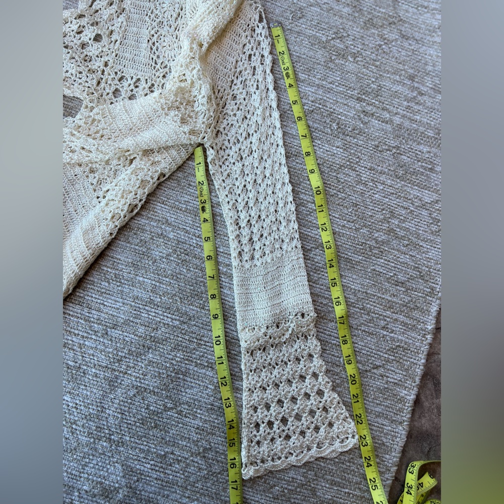 Crochet Cream Cardigan feminine top Small Med - Picture 9 of 11